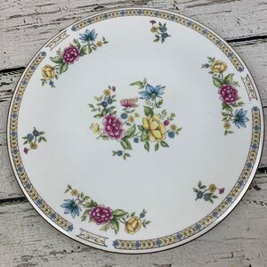 Liling Fine China Ling Rose Pattern Floral Dinner Plate with Butterfly Gold Trim